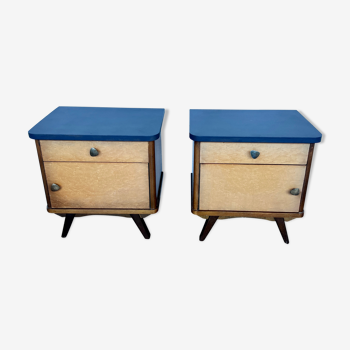 Pair of Bedside Table Bedside Table Vintage Compass Feet