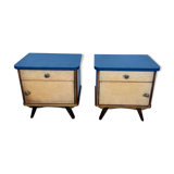 Paire de tables de nuit table de chevet vintage pieds compas