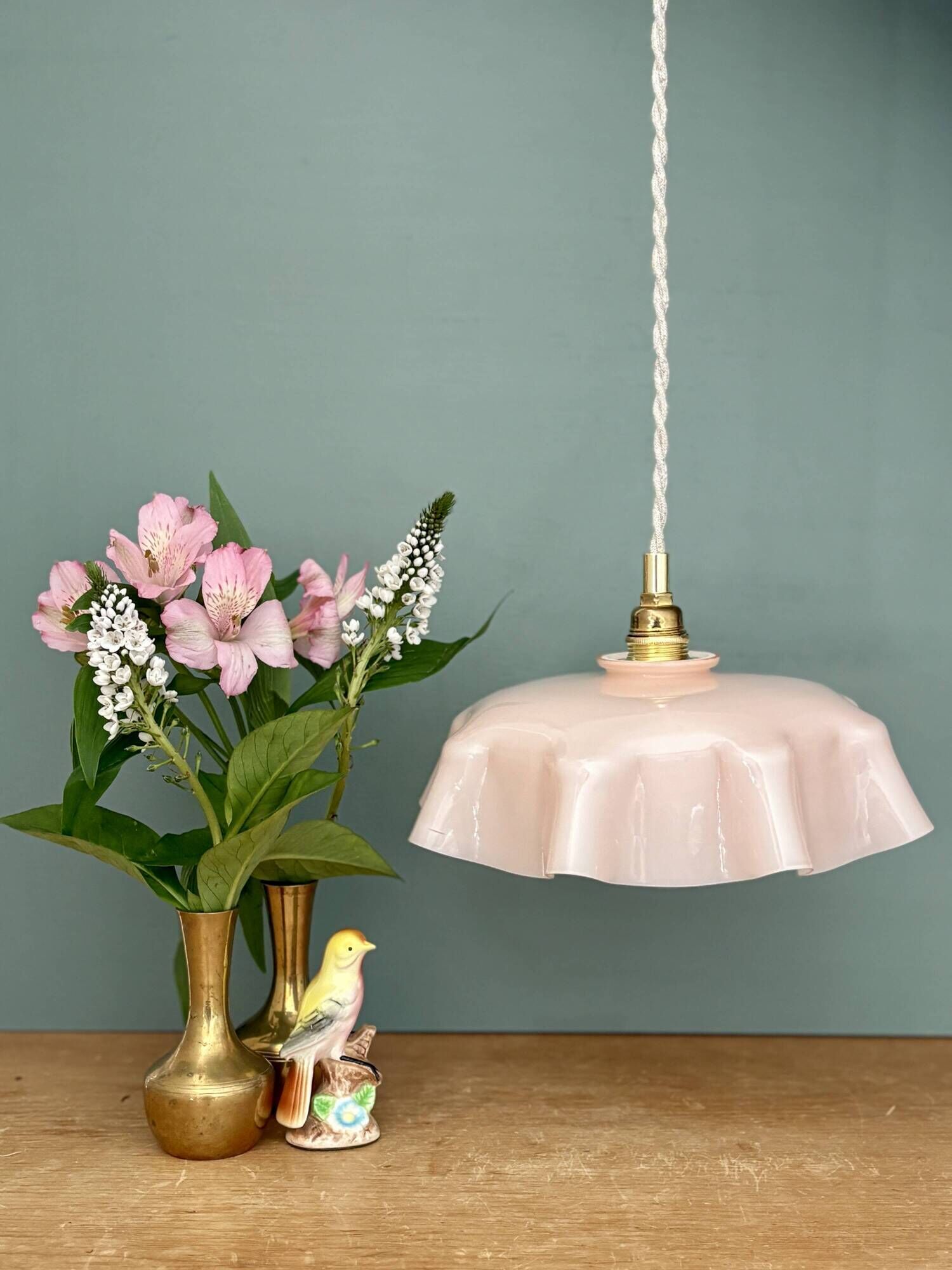 Vintage pink opaline pendant light
