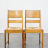 Set of 4 oak Haagse School design dining chairs from the early 1900s