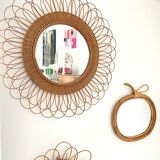 Vintage apple rattan mirror
