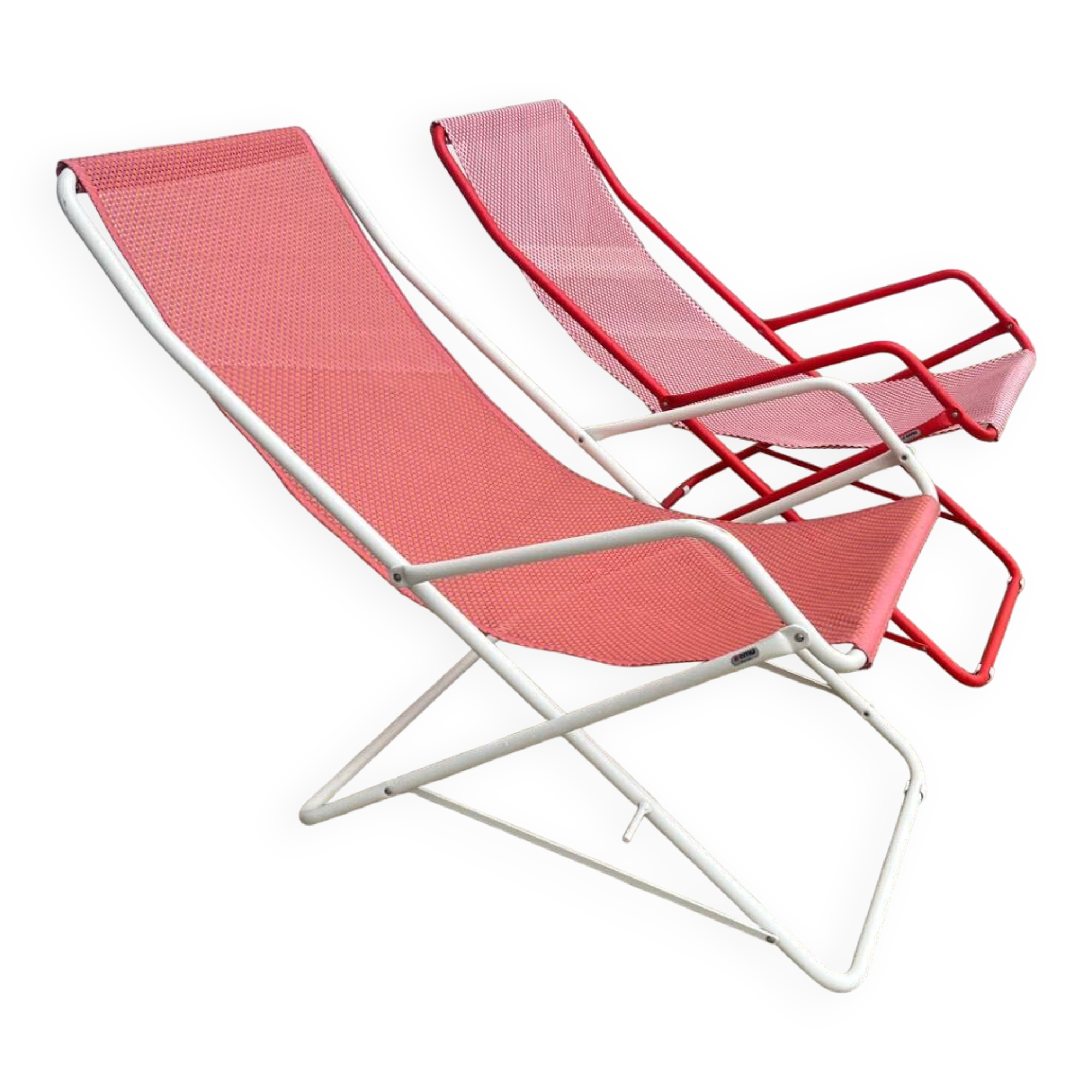 Bahama duo of deck chairs – EMU – Folding – Red and white