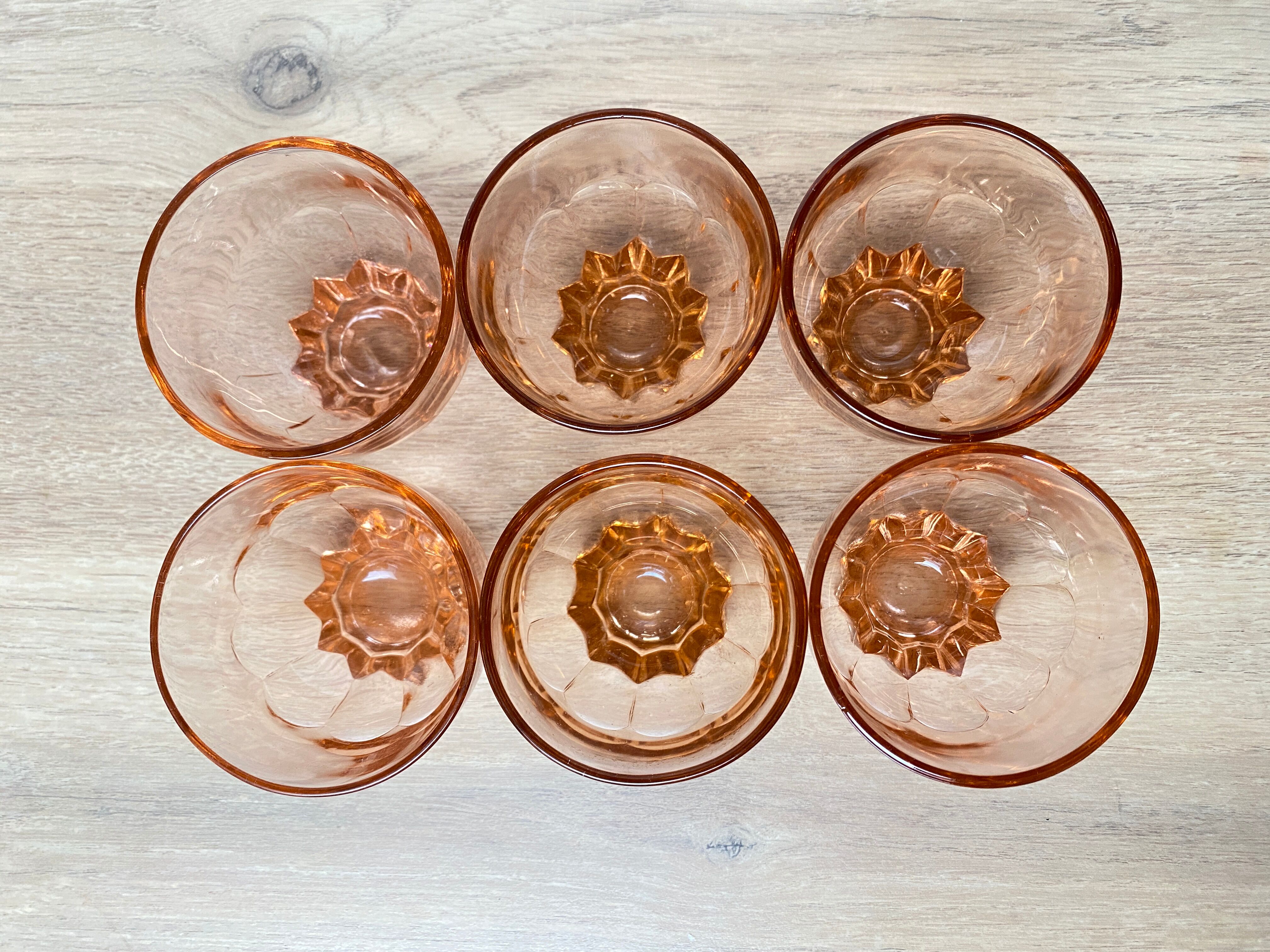 Set de 6 verres vintage Luminarc étoile rose
