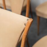 Ensemble de 6 chaises, simili cuir et bois, modernisme vintage années 50