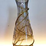 Val saint lambert Studio Cristal vaas, Alfred collard, reliëf decor, 1996