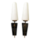 Pair of brass and opaline wall lights, 1950s