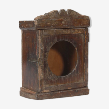 Little old wall showcase box has clock patina of origin india