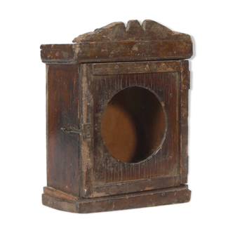 Vitrine murale petite ancienne boite a horloge patine d'origine inde