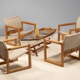 Boat-shaped coffee table reimagined with a glass top, contemporary design (after 2000)