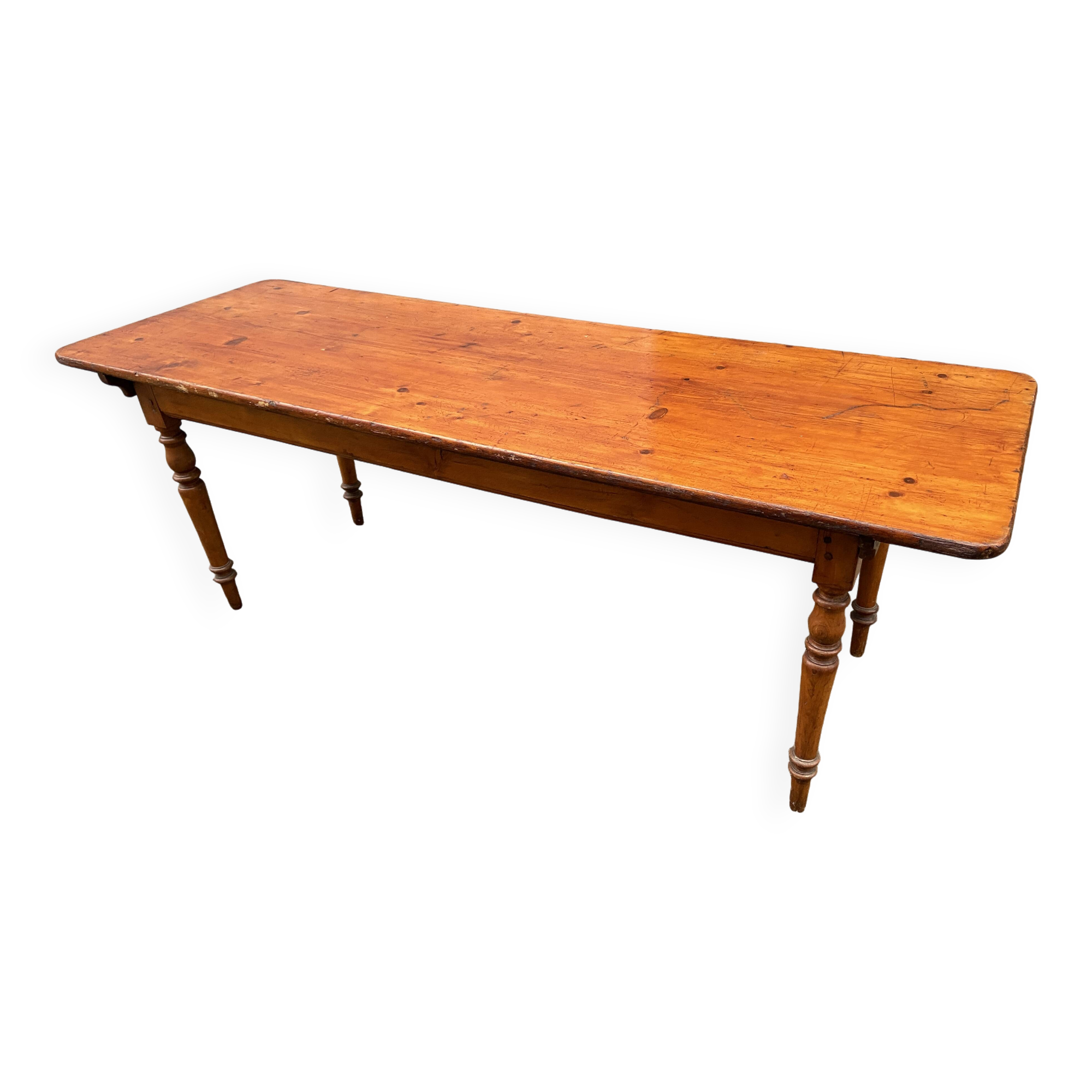 Large Alsatian bistro coffee table in fir French bistro table 1930