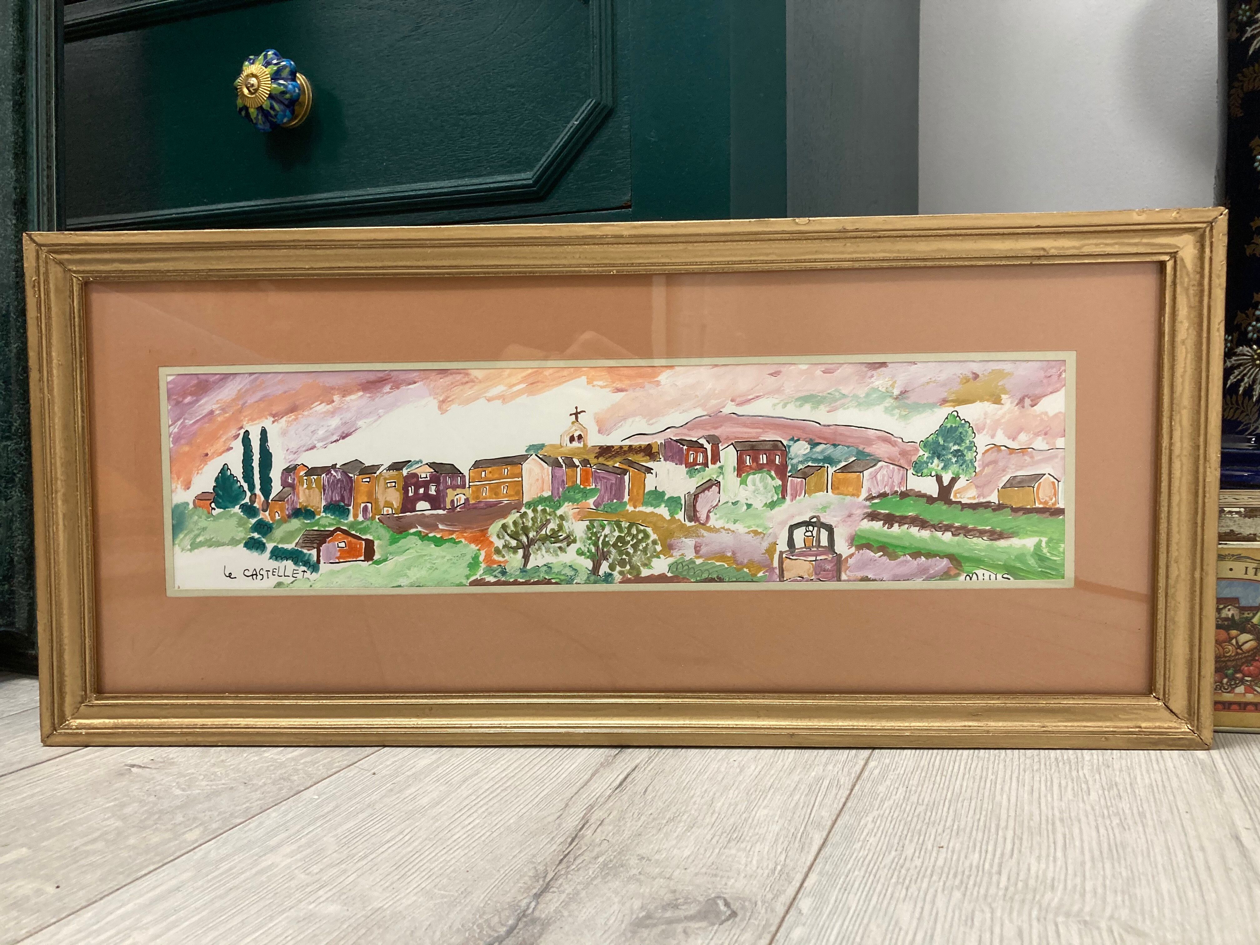 Framed landscape painting