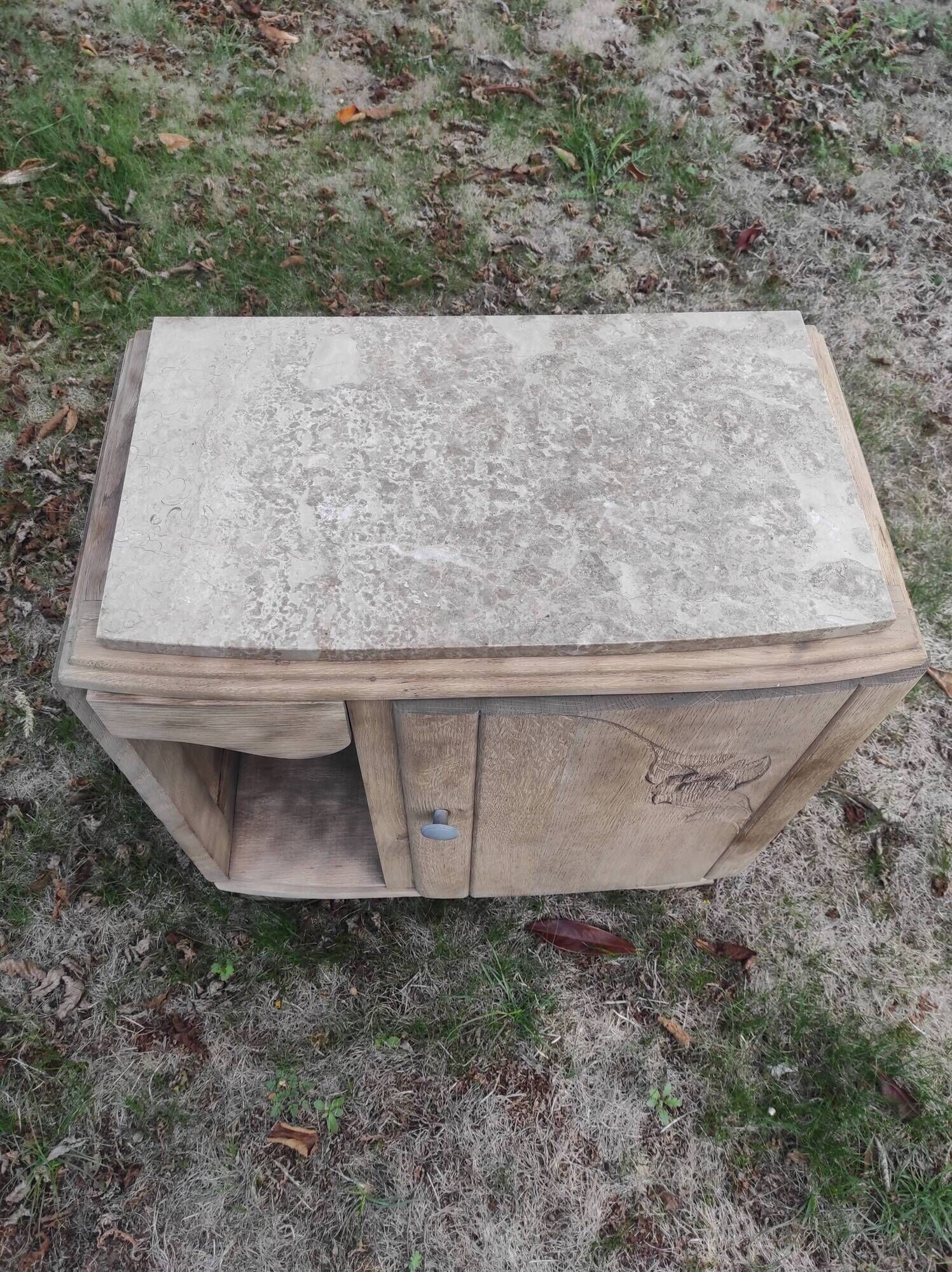Small auxiliary sandblasted piece of furniture
