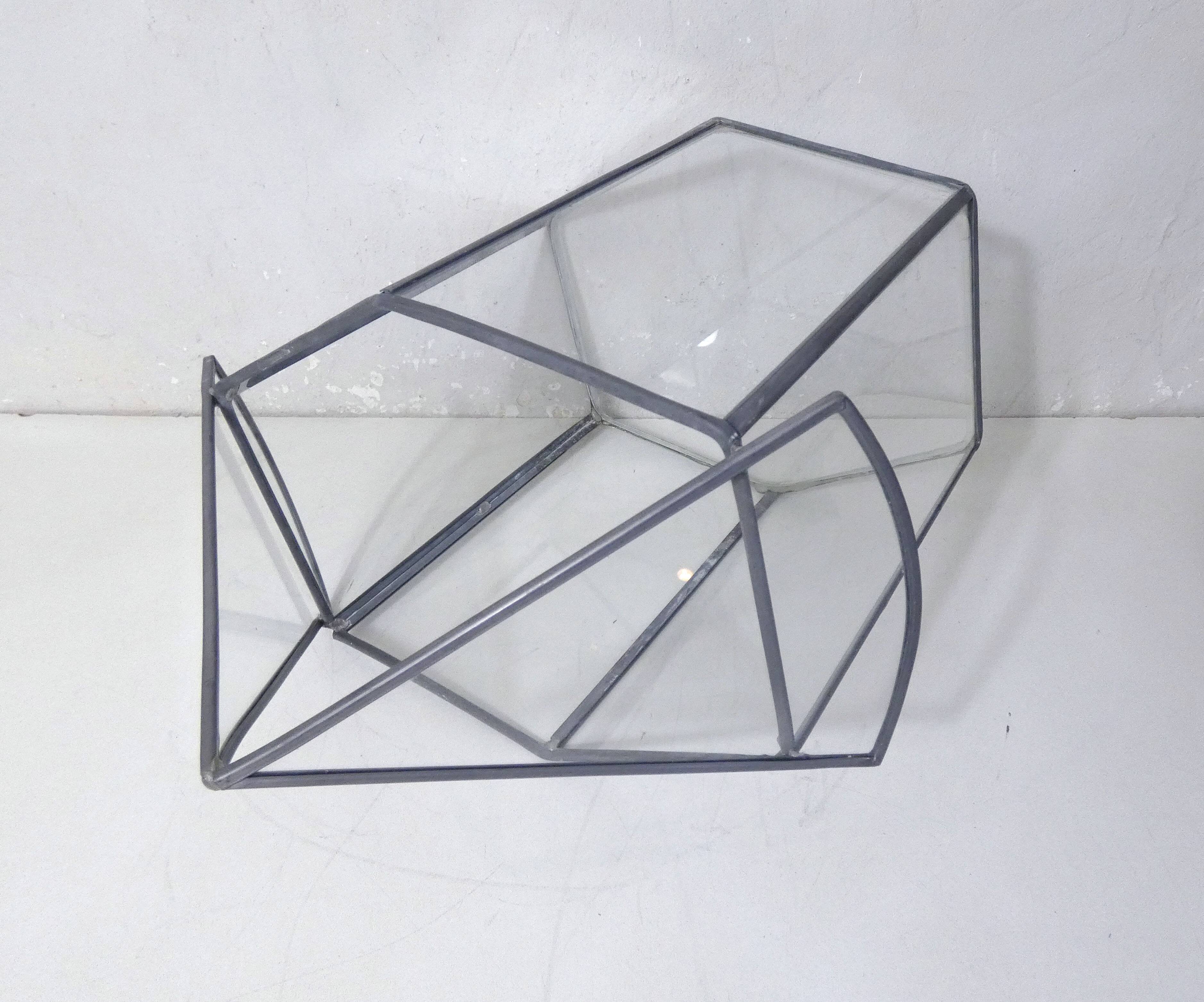 Glass terrarium mini cactus greenhouse in glass and metal