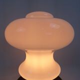 Lampe Verre et socle bois 70s Art déco vintage space age