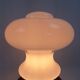 Glass lamp with wooden base, 70s Art Deco vintage space age