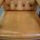Set of 2 Cowhide Leather Chesterfield Chairs in Light Cognac Color
