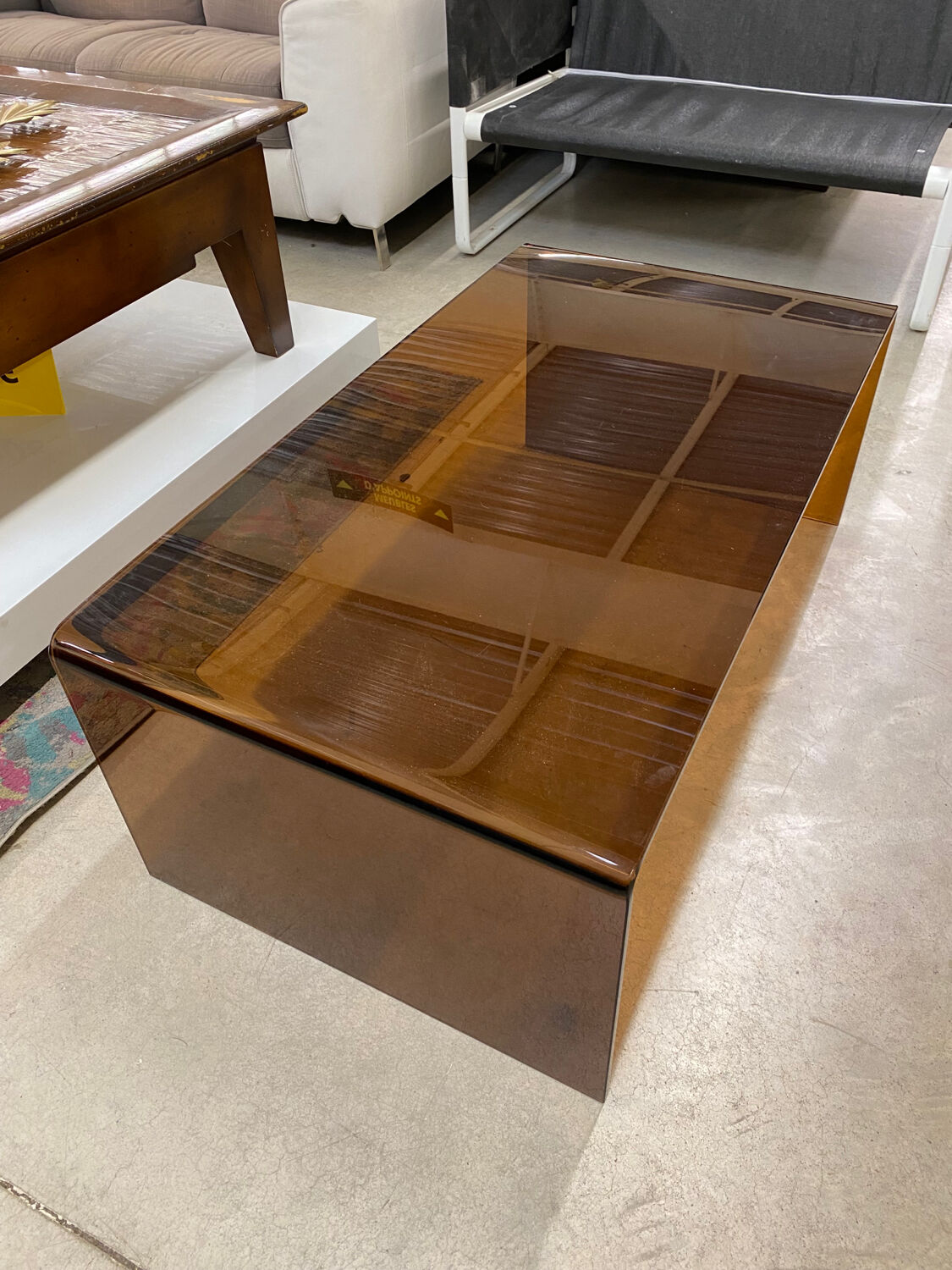 Coffee table deck smoked glass
