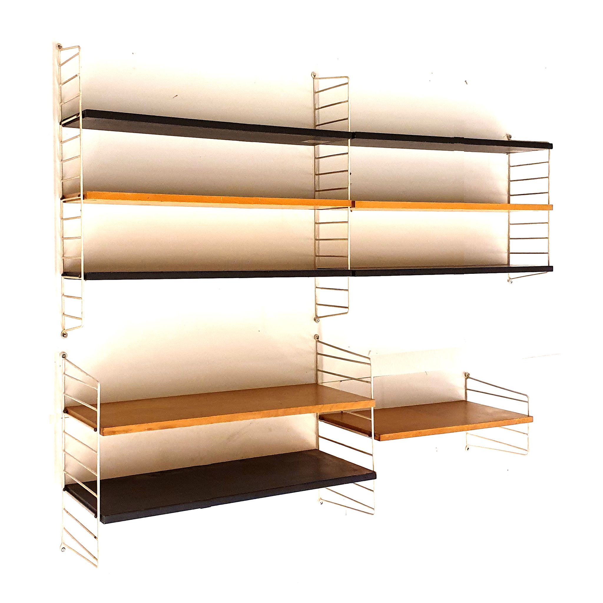 Étagère murale vintage / système mural par Nisse Strinning pour String AB – Suède, fabriqué dans les années 60