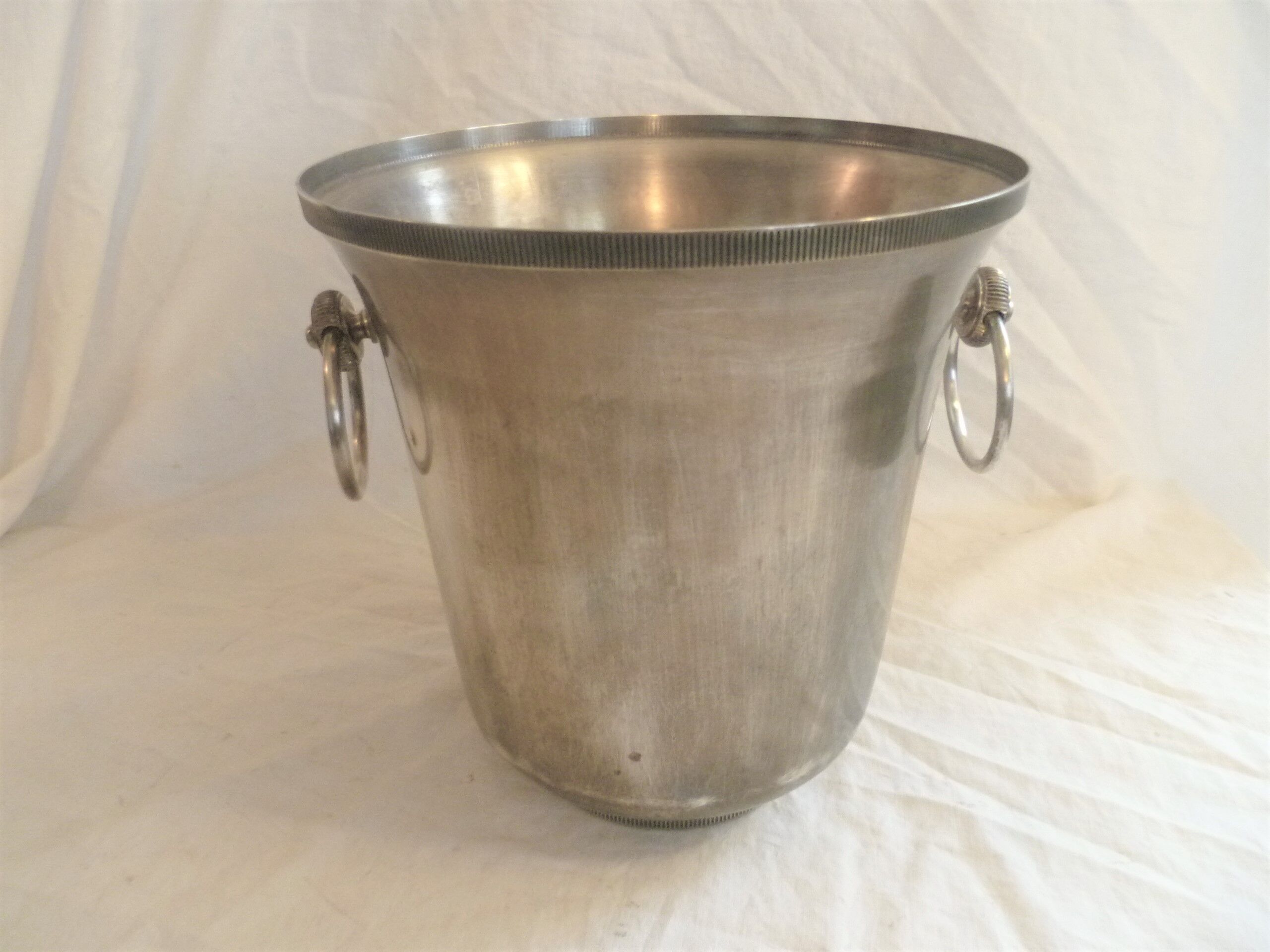 Champagne bucket in food. silver