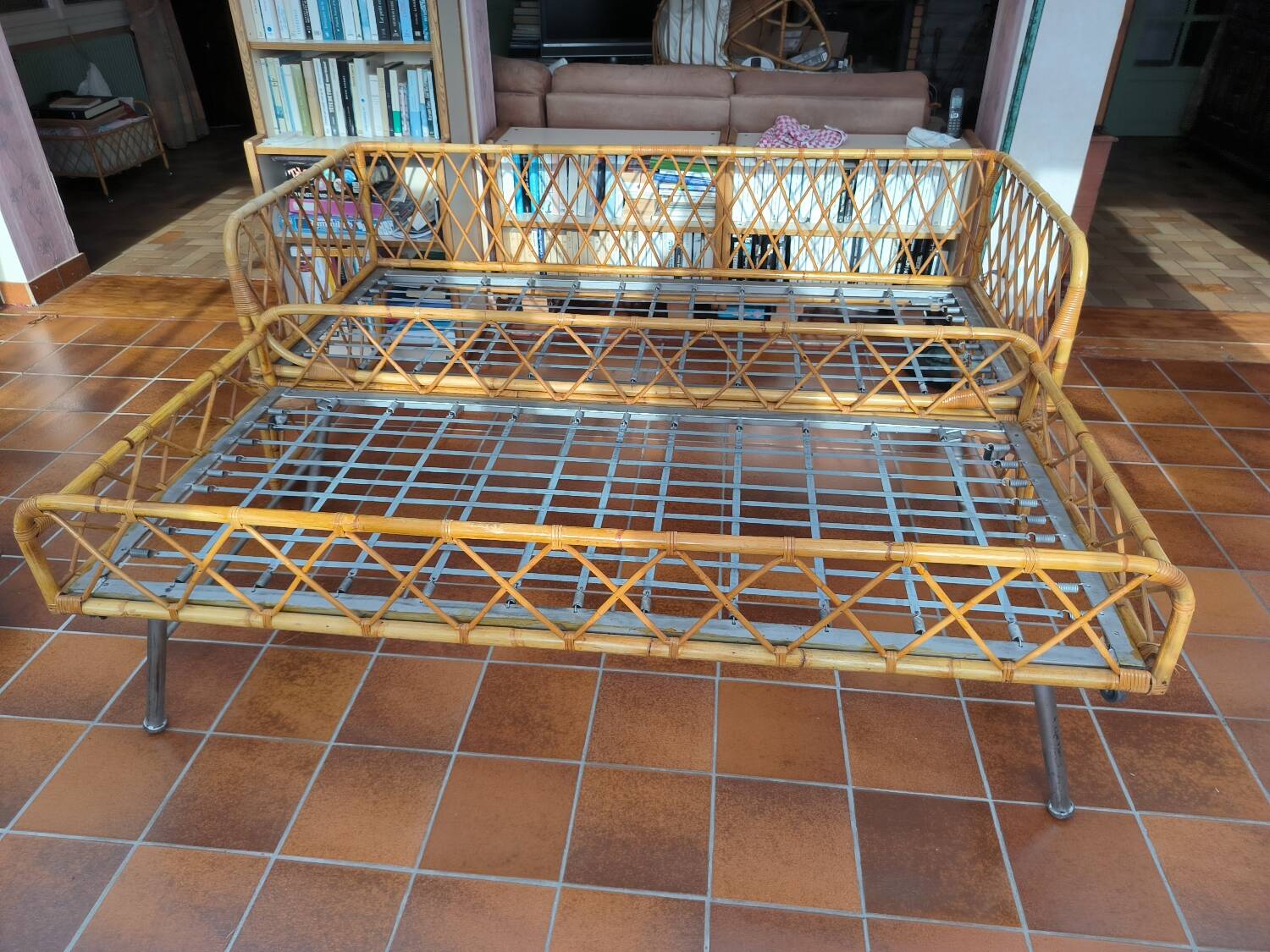 Rattan trundle bed 1960