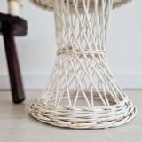 White rattan wicker table or side table