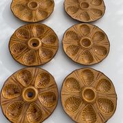 6 assiettes à huître barbotine céramique émaillée vintage
