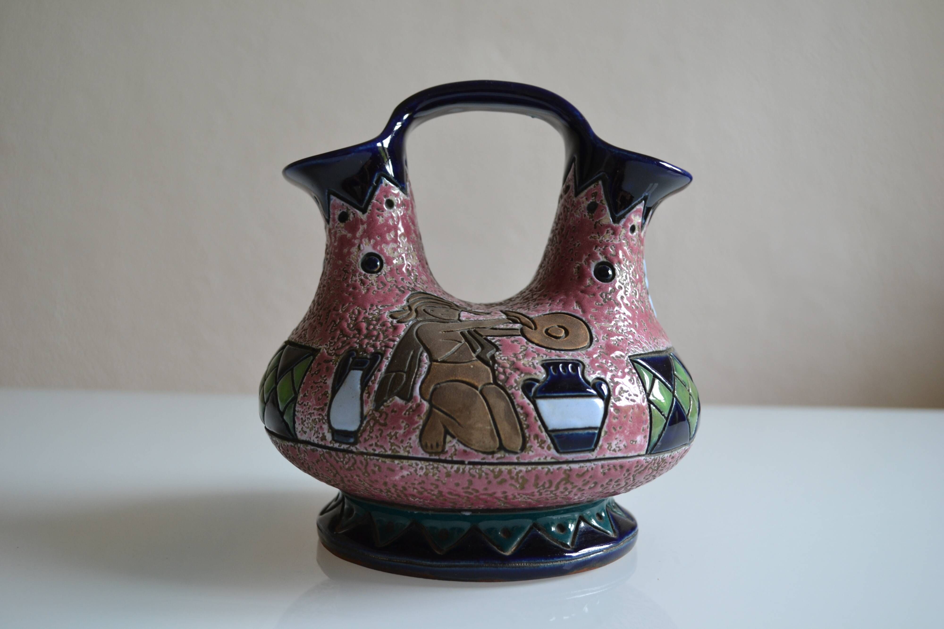 Art deco ceramic tulip vase Amphora Czechoslovakia