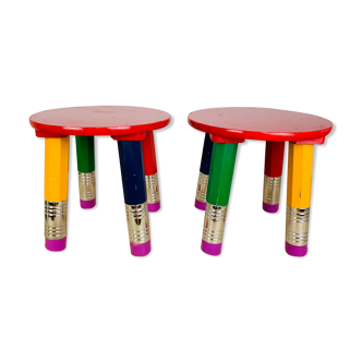 Pair of pencil stools by Pierre Sala for children