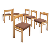Chaises de salon design brutaliste chêne clair massif années 70 le lot de 6