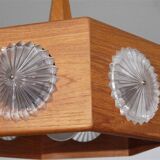 Vintage Scandinavian teak and glass pendant light 1960