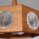 Vintage Scandinavian teak and glass pendant light 1960