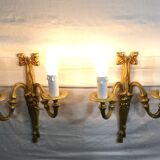 Pair of sconces Bronze 2 lights Louis XVI style