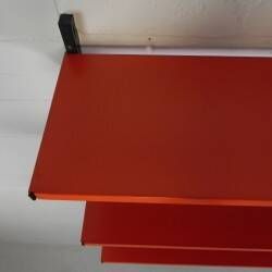 Tomado Holland - A. Dekker wall shelf, orange and black, 1970s