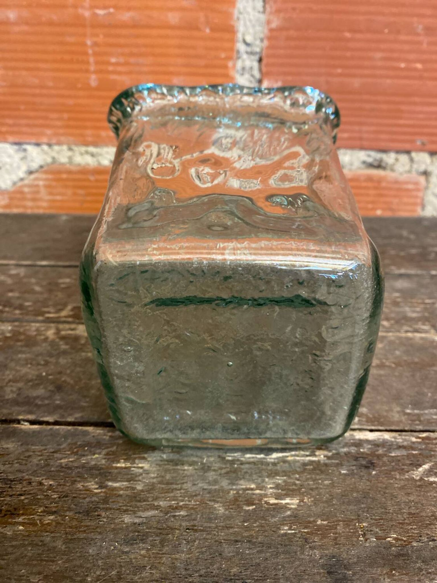 Vase Ancien Design Cascade Verre Bullé Vintage #C868