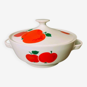 German red apple porcelain soup casserole by Colditz