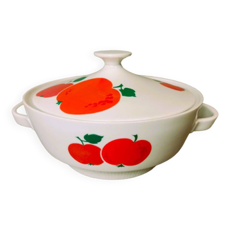 Casserole à soupe allemande en porcelaine aux pommes rouges par Colditz