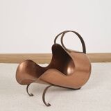 Antique copper bucket or log holder.