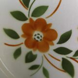 Set de 6 assiettes plates anciennes Badonviller  fleurs Oranges et vertes