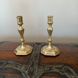 Pair of gilded bronze candlesticks from the Louis XIV period