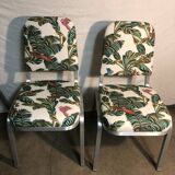 Aluminum chairs covered with Yasmine All overdose multicolor fabric Maison Thevenon arma Burgess