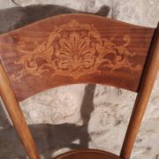 Chaise bistrot en bois courbé dossier avec décor