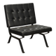 Vintage armchair in metal and black faux leather, Italian design from the 1970s.