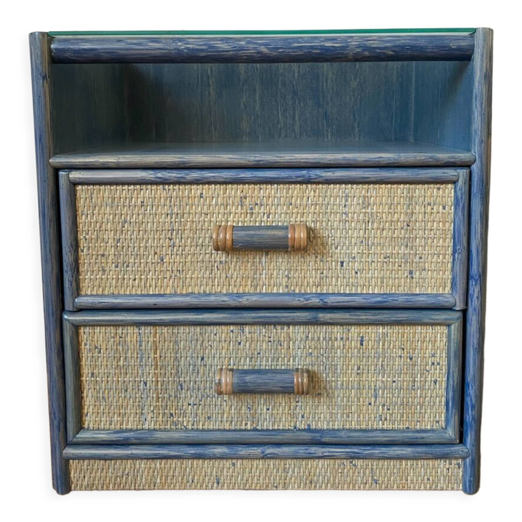 Pair of vintage rattan bedside tables