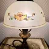 Lampe vintage en laiton et verre dépoli