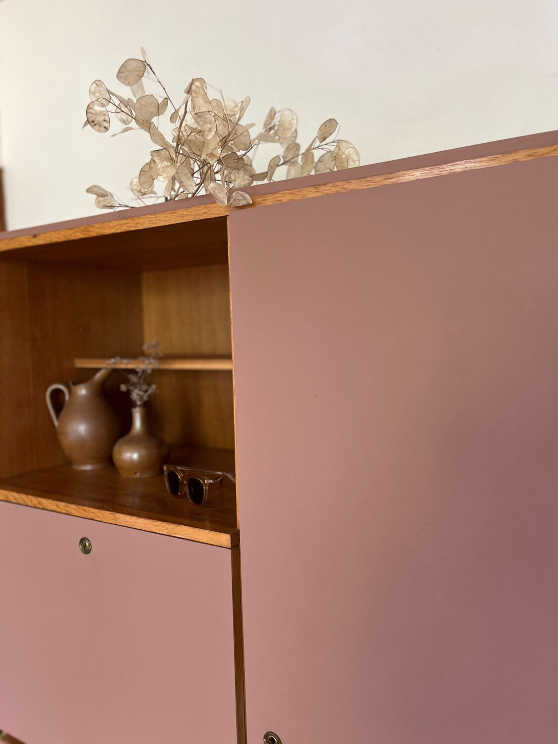 Wardrobe & chest of drawers old pink and wood