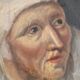 Oil on mounted paper - Portrait of a peasant woman signed, 18th century