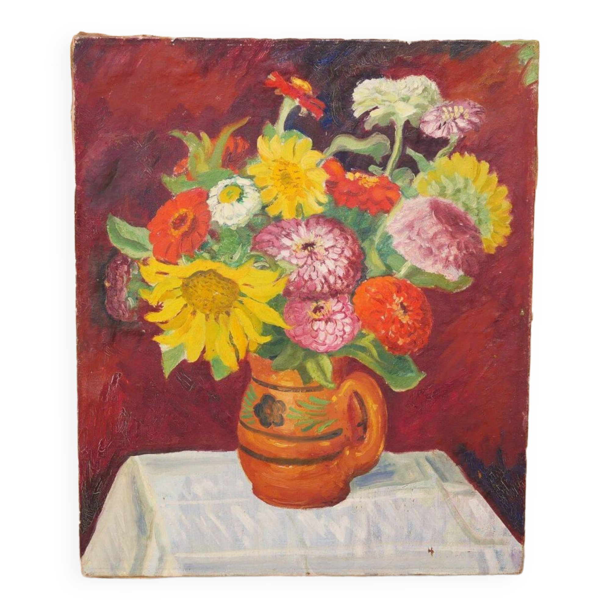Tableau, peinture sur toile vintage Fleurs