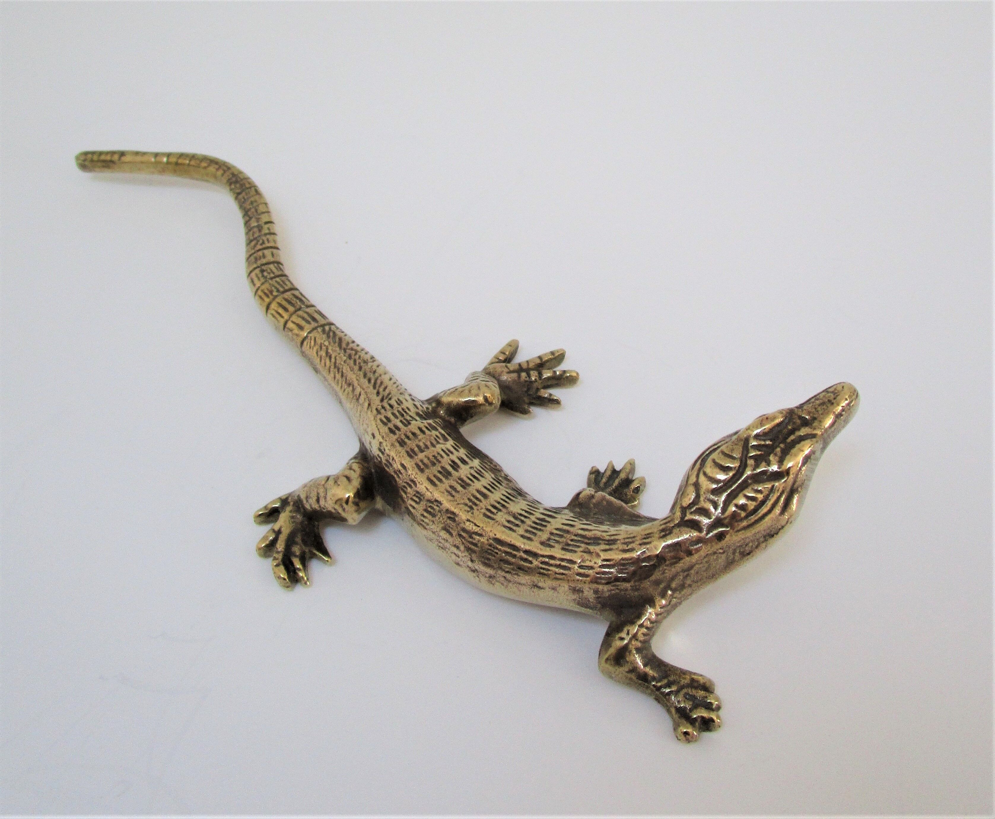 solid brass lizard gilded bronze 70s