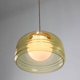 Vintage Italian Chrome and Glass Pendant Lamp, 70s