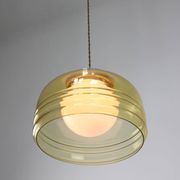 Vintage Italian Chrome and Glass Pendant Lamp, 70s